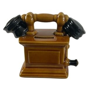 Vintage Goebel West Germany Ceramic Telephone Piggy Bank Rotary Crank